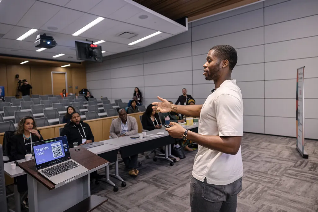 person speaking to a group